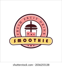 smoothie drink with bubble logo vector illustration template icon design. beverage health juice for vegan and business concept of bar or cafe with badge