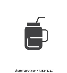 Smoothie drink in smoothie jar icon vector, filled flat sign, solid pictogram isolated on white. Symbol, logo illustration.
