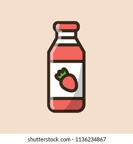 Smoothie drinking yogurt in a plastic bottle. Colorful isolated vector icon in flat style with outline for your project