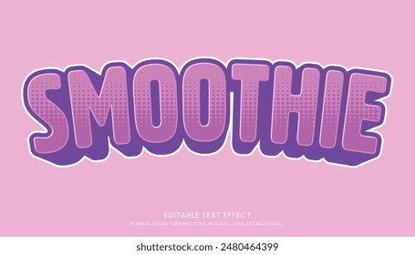 smoothie editable 3d texto efecto Plantilla tipografía en negrita y estilo abstracto bebidas logo y marca