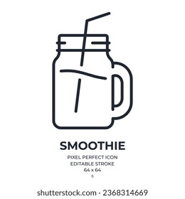 Smoothie editable stroke outline icon isolated on white background flat vector illustration. Pixel perfect. 64 x 64.