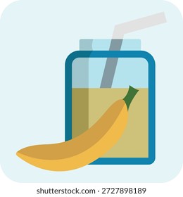 Smoothie-Flachsymbol. Vektorgrafik. Banane Smoothie Illustration Vektor.