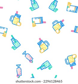 smoothie fruit juice drink vector seamless pattern thin line illustration