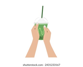 Smoothie in a glass on a white background.