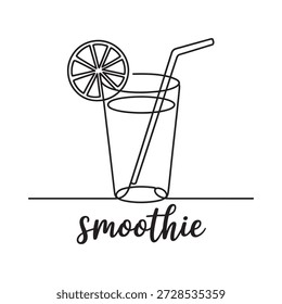 Ein Smoothie-Glas mit einem Stroh und Zitronenscheibe am Rand