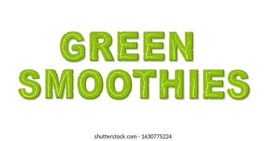 Smoothie green text logo. Isolated vector illustration on white background.