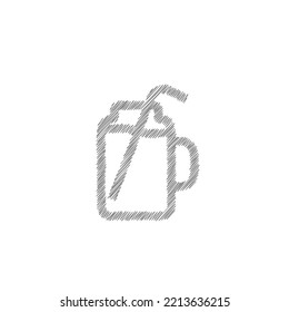 Smoothie grey sketch vector icon. Symbol of detox diet and healthy lifestyle