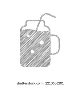 Smoothie grey sketch vector icon2. Symbol of detox diet and healthy lifestyle