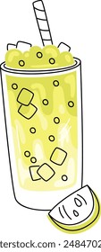 Smoothie Ice Cocktail Glass Vector Illustration