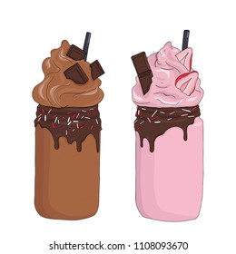 Smoothie, ice cream food vector illustration