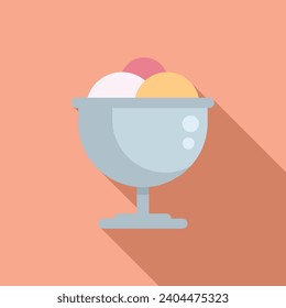 Smoothie ice cream icon flat vector. Gelato bowl. Waffle cookie food