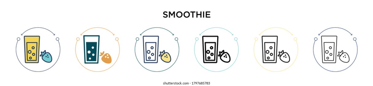 Smoothie icon in filled, thin line, outline and stroke style. Vector illustration of two colored and black smoothie vector icons designs can be used for mobile, ui, web