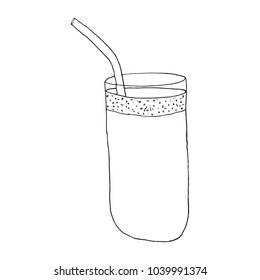 Smoothie icon in hand drawn style. For print, package, menu. Vector illustration