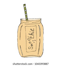Smoothie icon in hand drawn style. For print, package, menu. Vector illustration