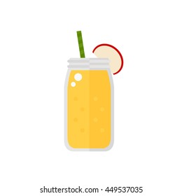 Smoothie icon isolated on white background. Jar with apple smoothie. Flat style vector illustration. 