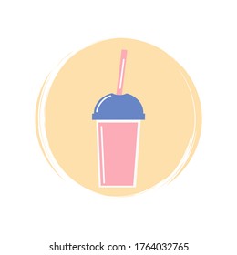 Smoothie icon logo vector illustration on circle with brush texture for social media story highlight