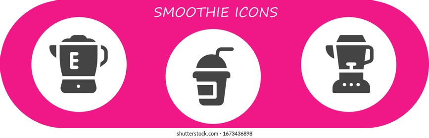 conjunto de iconos suaves. 3 iconos suaves rellenos. Iconos Blender, Smoothie incluidos