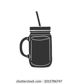 Smoothie Icon Silhouette Illustration. Healthy Drink Vector Graphic Pictogram Symbol Clip Art. Doodle Sketch Black Sign.
