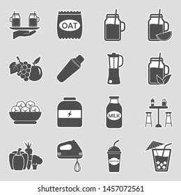 Smoothie Icons. Sticker Design. Vector Illustration.