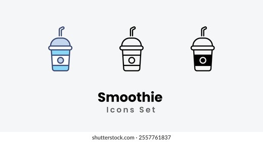 Smoothie Icons thin line and glyph vector icon stock illustration