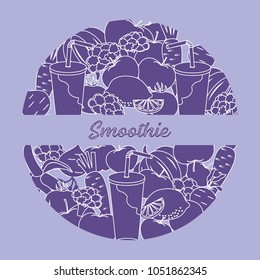 Smoothie and ingredients for making smoothie. Healthy eating habits. Design for banner and print.