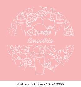 Smoothie and ingredients for making smoothie. Healthy eating habits. Design for banner and print.