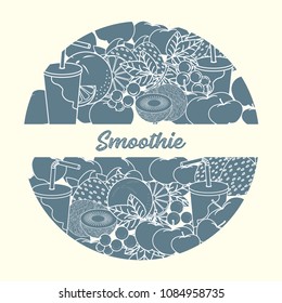 Smoothie and ingredients for making smoothie. Healthy eating habits. Design for banner and print.