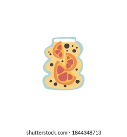 Smoothie in jar and glass in flat style.