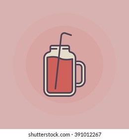 Smoothie jar illustration - vector fruit red smoothie symbol or sign