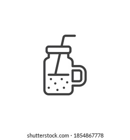 Smoothie jar line icon. linear style sign for mobile concept and web design. Smoothie glass outline vector icon. Symbol, logo illustration. Vector graphics