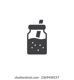 Smoothie-Glas-Vektorsymbol. volles Flachzeichen für mobiles Konzept und Webdesign. Glyph-Symbol für Smoothie und Strohhalm. Symbol, Logo-Abbildung. Vektorgrafik