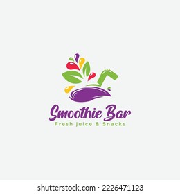 smoothie and juice bar logo with snacks colorful abstract script font