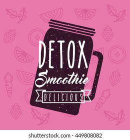 Smoothie and Juice concept represented by detox icon. Colorfull and flat illustration. Pink Background