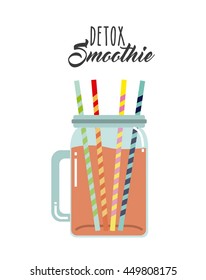 Smoothie and Juice concept represented by detox and drinkingstraw icon. Isolated and flat illustration. 