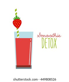 Smoothie and Juice concept represented by strawberry detox icon. Isolated and flat illustration. 