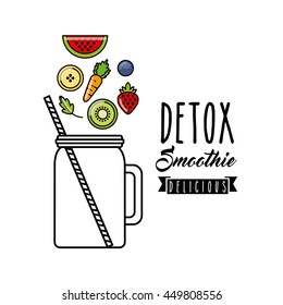 Smoothie and Juice concept represented by tropical detox icon. Isolated and flat illustration. 