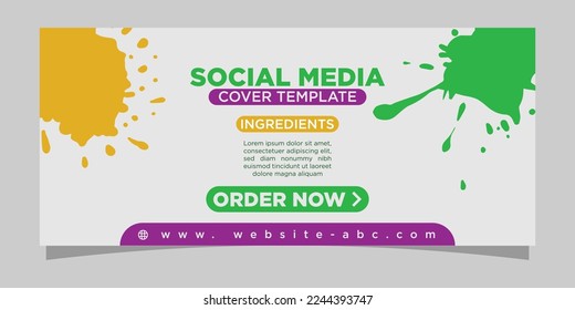 smoothie juice painting company social media cover photo with colorful abstract shape splashes and a catchy look. web banner digital art cool style