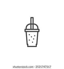 Ícone de linha Smoothie. Sinal de estilo linear para conceito móvel e design da Web. Smoothie em um copo com palha ícone de vetor contorno. Símbolo de opção de bebida saudável, ilustração de logotipo. Gráficos vetoriais