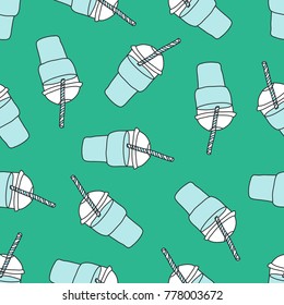 smoothie (milkshake) seamless doodle pattern