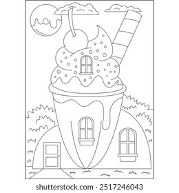 smoothie miniature house coloring book page for kids and adults creative coloring mindful relaxation activity