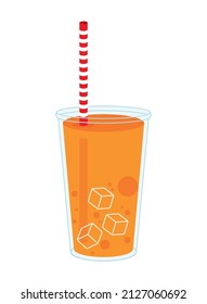 smoothie orange and ice with straw