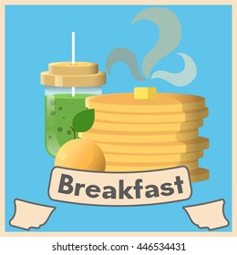 Smoothie, orange and pancake poster