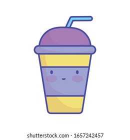 smoothie plastic cup character cartoon food cute vector illustration flat style icon