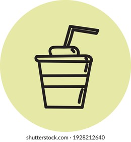 Smoothie in einem Plastikbecher mit Stroh, Illustration, Vektorgrafik auf weißem Hintergrund.