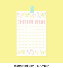 Smoothie recipe card. Vector hand drawn illustration