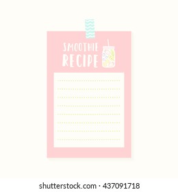 Smoothie recipe card. Vector hand drawn illustration