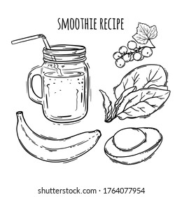 SMOOTHIE RECIPE Healthy Eating Nutrition Beverage Paleo Keto Organic Diet Nature Vector Illustration For Print Fabric and Decoration