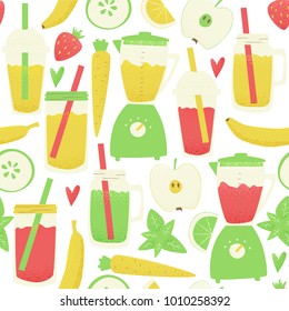 Smoothie seamless pattern, vector colorful concept, detox