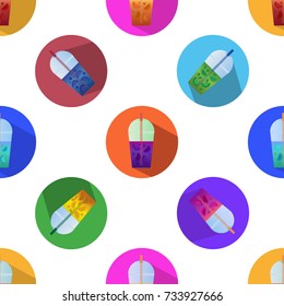 Smoothie seamless vector pattern - circles with shadows on white background - realistic 3D bright colourful icon illustration
