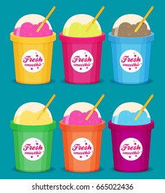 Smoothie set. Flat vector.